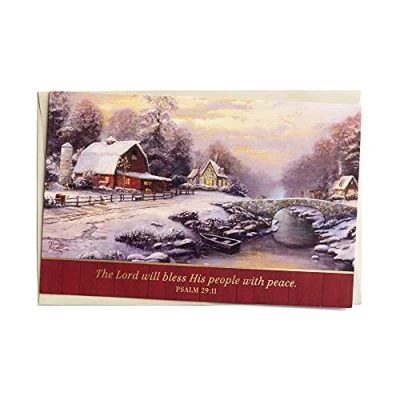 Image of DaySpring Thomas Kinkade The Lord Will Bless His People 18 Christmas Boxed Cards and Envelopes (J3159), Multi