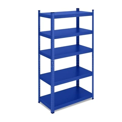Image of Heavy Duty Shelving Unit, 5 Shelves, 150 x 75 30 cm, Max. 875 kg, Garage &amp; Warehouse Storage, Plug In, Blue Relaxdays