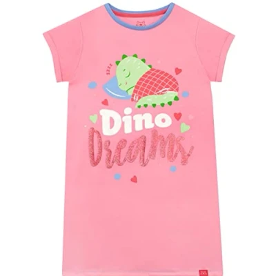 Image of Harry Bear Girls Nightdress Dinosaur Pink 5 6 Years