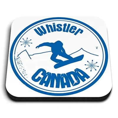 Image of 1 x Square MDF Fridge Magnet Whistler Canada Snowboard Ski 4711