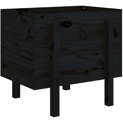 Image of vidaXL Garden Planter Black 62x50x57 cm Solid Wood Pine