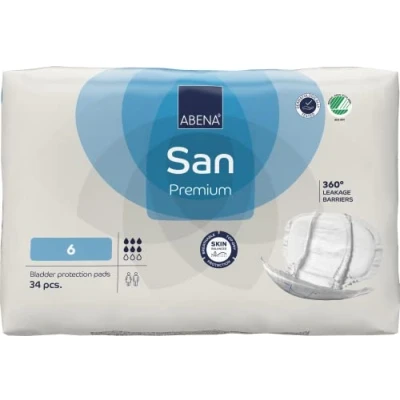 Image of ABENA San Premium Mens &amp; Womens Incontinence Pads, Breathable Comfortable, Fast Absorption, Discreet Effective Shaped Pads for Men/Women 6, 1600ml Absorbency, 34PK