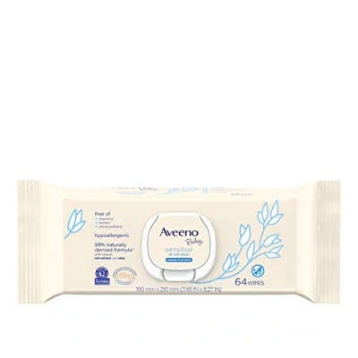 Image of Aveeno Baby Wipes 64 Count Sensitive (Pack of 2)