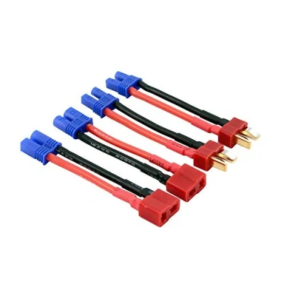 Image of OliRC 4pcs T Plug Deans Style to EC2 Male Female Connector Adapter with 5cm 16awg Wire(C40 4)