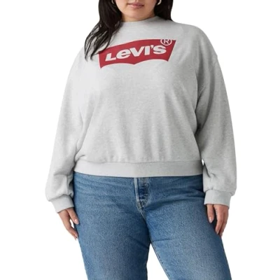 Image of Levi&#039;s Women&#039;s Pl Gr Everyday Hooded Sweatshirt, Crew Core Batwing Ii Starstruck Heather Grey Hetaher Grey, XL Große Größen