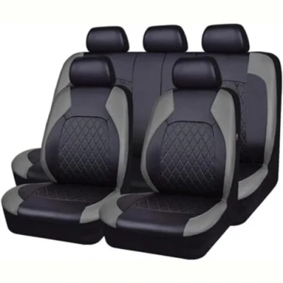 Image of JCAKES 9 Pcs Car Seat Cover for Fo rd Kuga 2015 2020, Leather Front Back Full Surround Protectors Pad Breathable Waterproof Accessories,B/Grey