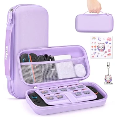 Image of innoAura Switch 2 Case for NS Console (2025), Portable Accessories Bundle with and 9 Game Cards Slots, Hard Protective Carry Travel &amp; Storage (Purple)