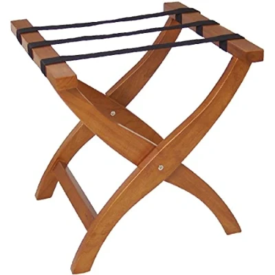 Image of Bolero Wooden Suitcase Stand Honey Material Rubber Wood 500H X 450W 500Dmm