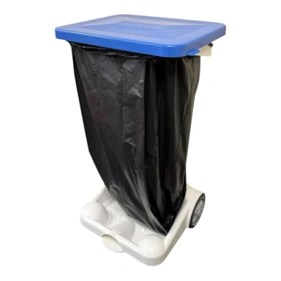Image of Chabrias Ltd Mobile Sack Free Standing Foot Pedal Waste Bag Garbage Holder Medical School Bin Hand (Blue)