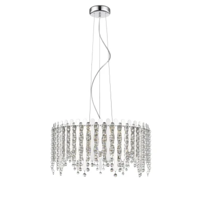 Image of Belize 6 Light LED Chrome Crystal Pendant Ceiling