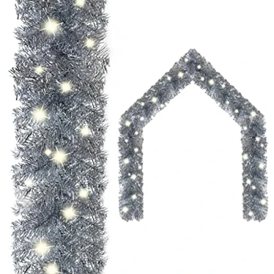 Image of &#039;vidaXL Silver Christmas Garland with LED Lights 10m Festive Decoration Low Power Consumption and Durable PVC Construction