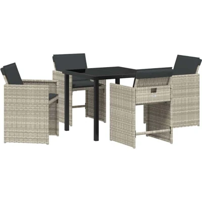 Image of vidaXL Garden Dining Set 5 pcs Light Grey Poly Rattan
