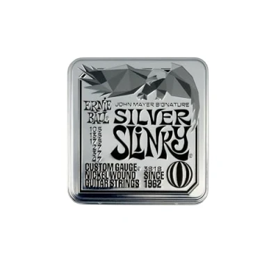 Image of Ernie Ball John Mayer Silver Slinky Nickel Wound Electric Guitar Strings 3 Pack Tin 10.5 47 Gauge