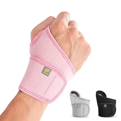Image of BRACOO Wrist Support Brace Fit Right &amp; Left Hand, Adjustable Lightweight Strap for Gym, Weightlifting, Tendonitis, Carpal Tunnel Arthritis, Joint Pain Relief, WS10 (Pink)