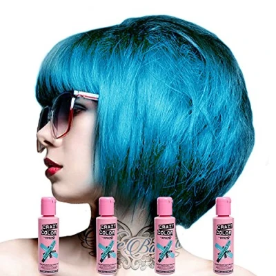 Image of Renbow Crazy Color Semi Permanent Hair Dye Bubblegum Blue No 63 100ml x4 Per Box