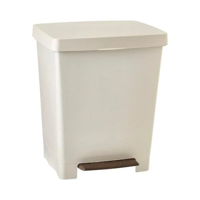 Image of TATAY Cubik ECOHOME Pedal Bin, 21L Capacity, Retractable Pedal, Polypropylene, BPA Free, 30L Trash Bag, 100% recycled materials, Color Beige, Measures 33.5 x 30 39 cm