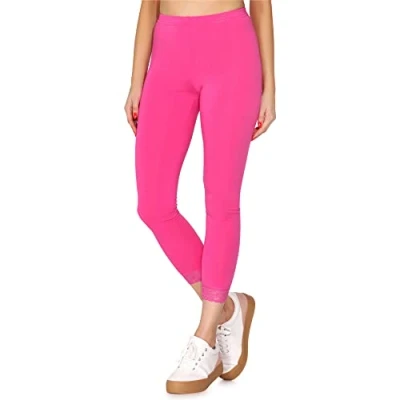 Image of Merry Style Women&#039;s Leggings 7/8 with Lace MS10 342(Pink,XL)