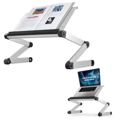 Image of Adjustable Book Holder and Laptop Stand Portable Aluminum for Textbooks, Cookbooks, Recipe Books, Tablets