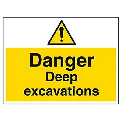 Image of V Safety Danger Deep Excavation Warning Sign 400mm x 300mm 1mm Rigid Plastic