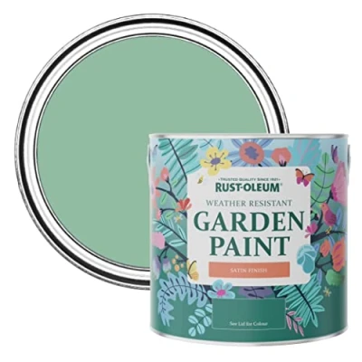 Image of Rust Oleum Green Mould Resistant Garden Paint In Satin Finish Wanderlust 2.5L