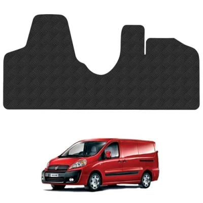Image of Rubber Floor Mats for the Fiat Scudo (2007 2016) UK Models Custom Van Accessory Tailored fit Heavy Duty, Waterproof &amp; Anti Slip Work with Clips