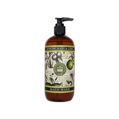 Image of The English Soap Company Kew Gardens Hand Wash, Refreshing Botanical Wash with a Rich Lather, Enriched Soothing Aloe Vera and Vitamin E, Lemongrass Lime Scent 500ml