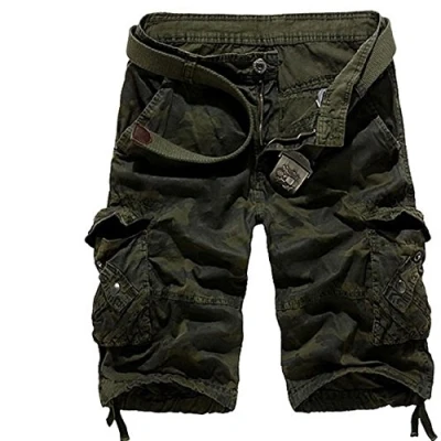 Image of BaronHong Mens Casual Fashion Cargo Camo Short Relaxed Fit(ArmyGreen,32)