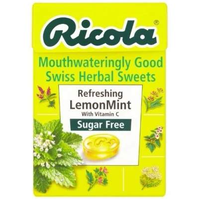 Image of (12 PACK) Ricola Lemon Mint SF Lozenges Box 45g 12 PACK BUNDLE