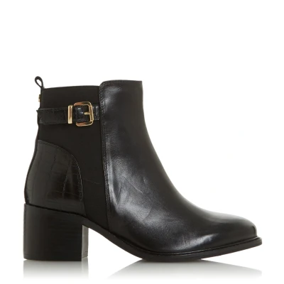 Image of Dune Ladies Poetic Buckle Block Heel Ankle Boots Size UK 3 Black