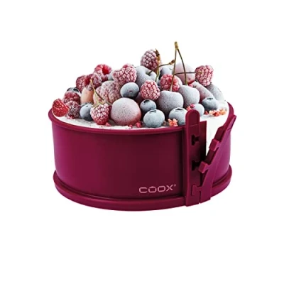 Image of coox Springform Cake tin with Porcelain Base Diameter 18 cm in Dark red, Bake and Serve Cut Directly on The Plate, no Transfer Necessary
