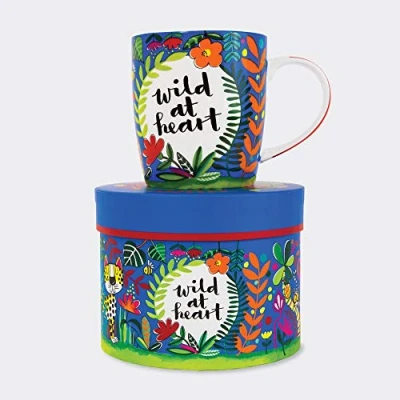 Image of Rachel Ellen Bone China Mug in Gift Box Wild at Heart Jungle Design