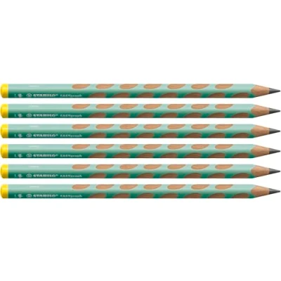 Image of Ergonomic Graphite Pencil STABILO EASYgraph Pastel Left Handed Pack of 6 Green HB