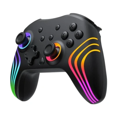 Image of Pogriko Switch Controller Compatible with Switch/Switch 2/Lite/OLED, RGB Wireless Pro Adjustable LED Lighting, Programmable Buttons, Turbo, Motion, Vibration Function