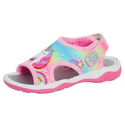 Image of Peppa Pig Girls Sports Sandals with Magical Unicorn Rainbow Pink 6 UK Child