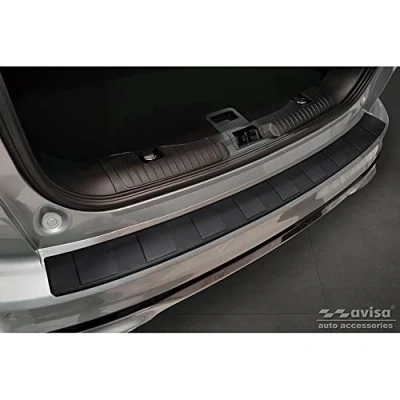 Image of Avisa Matt Black Stainless Steel Rear bumper protector compatible with Ford Kuga III ST Line/Vignale/Hybrid Line 2019 &#039;Ribs&#039;