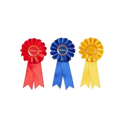 Image of LeMieux Toy Pony Rosette Pack Set of Three Satin Winner Rosettes Congratulate Your Suitable for Ages 3+