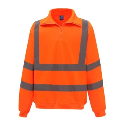 Image of Yoko Men&#039;s Yk031/Hvk06 Hi Vis ¼ Zip Sweatshirt Orange, 2X Large