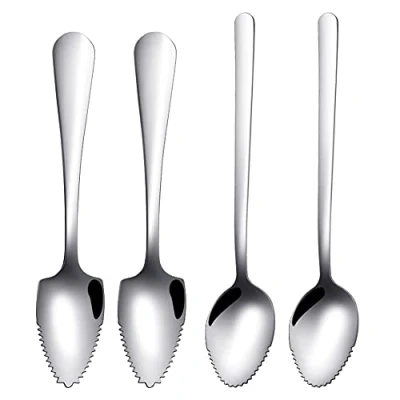 Image of Stainless steel grapefruit spoon, fruit dessert with serrated edge, suitable for and desserts [4 pieces]