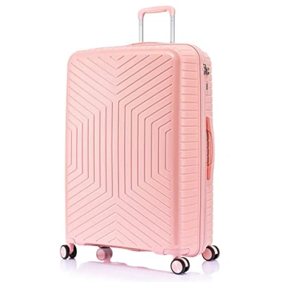 Image of DK Luggage 28&quot; Large Hard Shell Polypropylene PP Suitcase 4 Wheel Spinner PP20 Light Pink