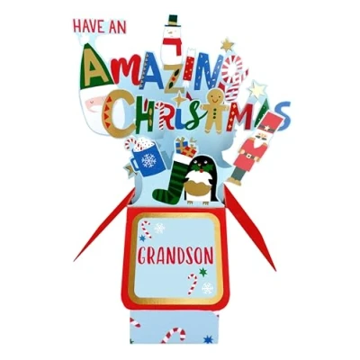 Image of Clever Cubes Pop Up Amazing Christmas Grandson Fun Card 3D Xmas XCU007A