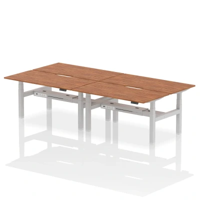 Image of Air B2B 1600x800 Adjustable 4P Bench Desk Scalloped Walnut/Silver