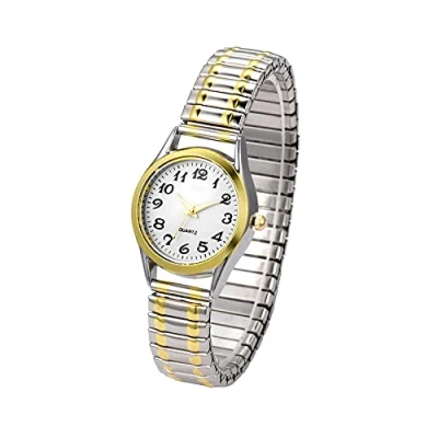 Image of JewelryWe Women&#039;s Ultra Thin Easy Reader Watch with Elastic Strap, Golden for Mothers Day