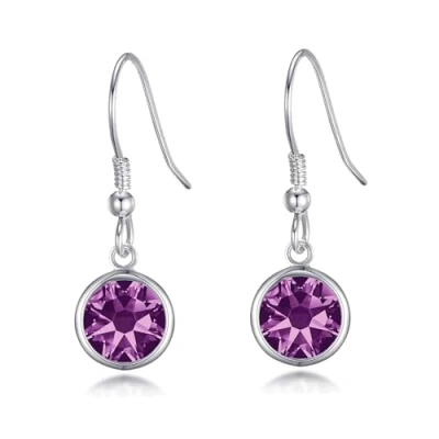 Image of Philip Jones Purple Crystal Drop Earrings Created with Zircondia® Crystals