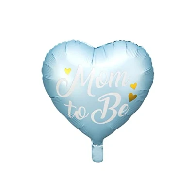 Image of PartyDeco Blue &quot;Mom to Be&quot; Foil Balloon Large Heart Shaped Baby Shower Decoration, Perfect for Gender Reveal Parties, Air or Helium Compatible