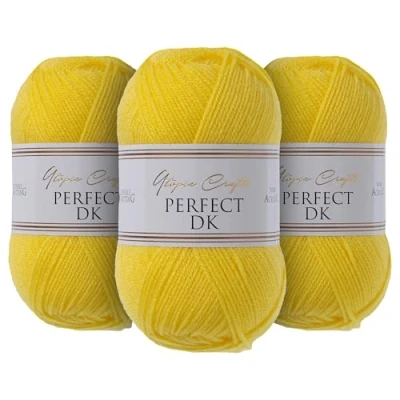 Image of Utopia Crafts DK Double Knitting Yarn 3X 100g (Yellow Corn)