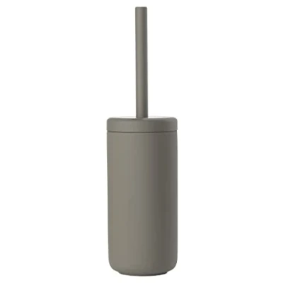 Image of Zone Denmark Ume Toilet Brush 10 x 38.5 cm Stoneware Elegant Japanese Design Internal Drainage Cup Taupe
