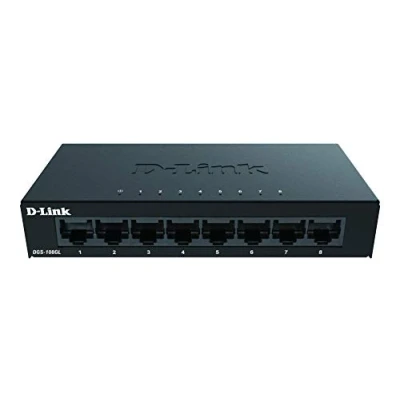 Image of D Link DGS 108GL 8 Port Gigabit Unmanaged Desktop Switch, Fanless, Low Profile, Metal Housing, Plug and Play, 802.3az EEE black