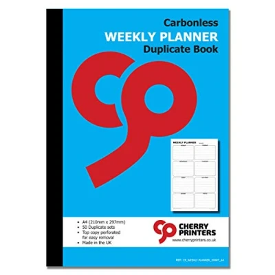 Image of Cherry Carbonless NCR Weekly Planner Duplicate Book A4 50 sets