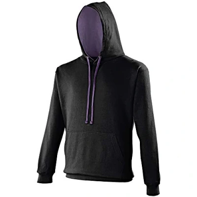 Image of AWDis Just Hoods Varsity Hoodie Unisex Jet Black/Purple S