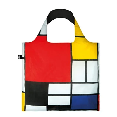 Image of LOQI Museum Piet Mondrian Composition Red Yellow Blue and Black Canvas &amp; Beach Tote Bag, 50 cm, 20 L, Multicolour